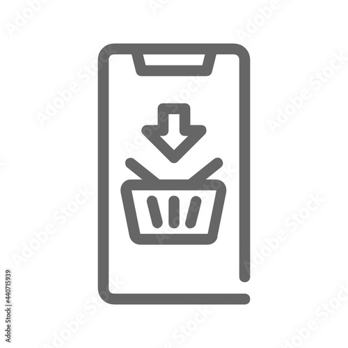 Online shopping outline icon.