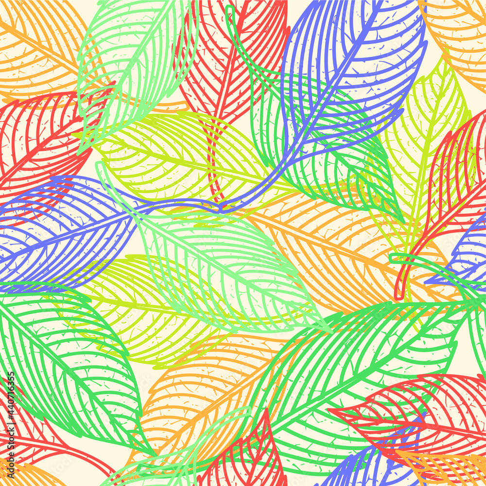 Colorful abstract leaf seamless pattern