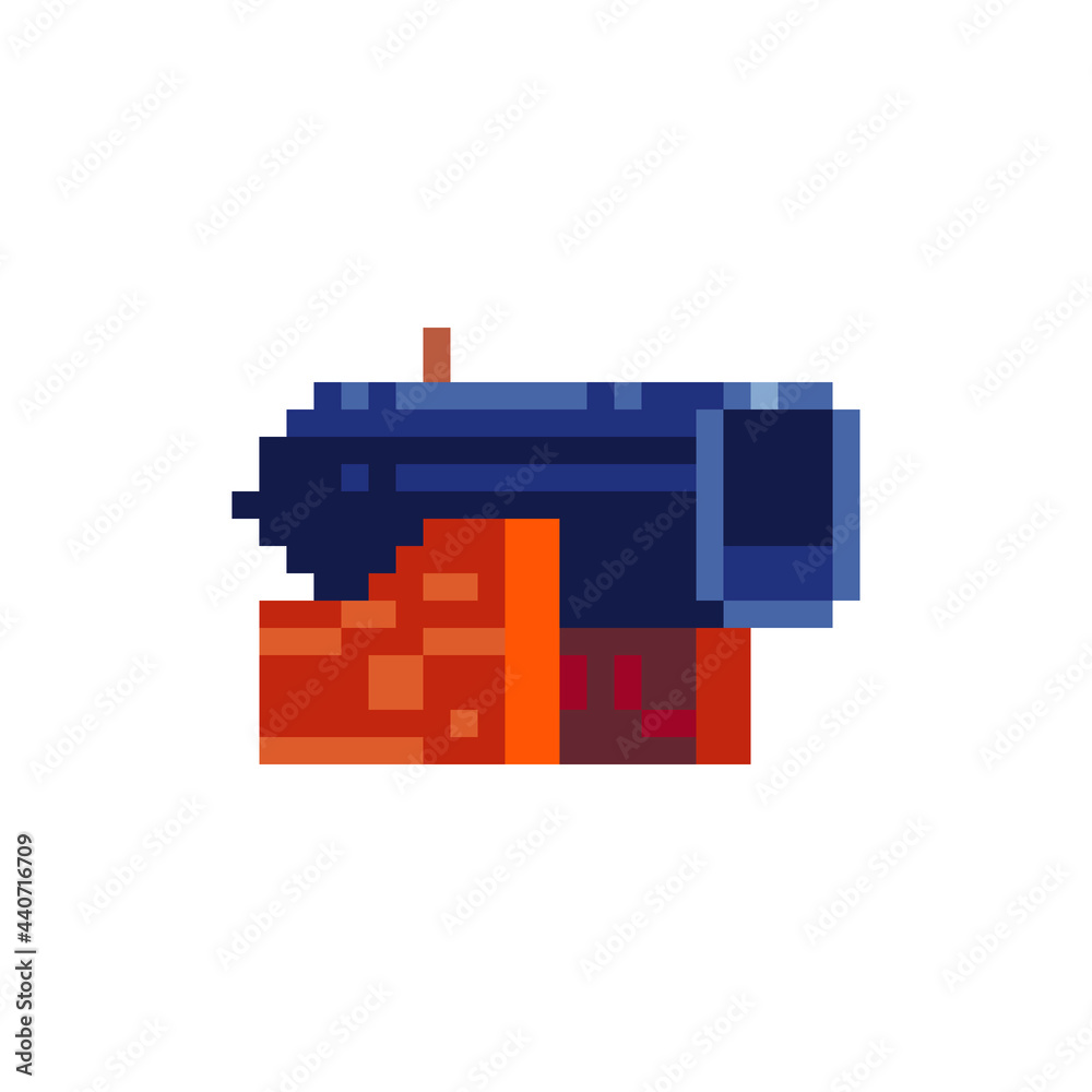 Pirate cannon icon. Pixel art abstract style. Game assets. 8-bit. Isolated  vector illustration. Stock Vector | Adobe Stock