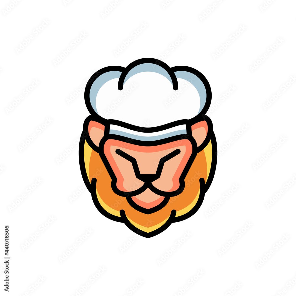 Simple Mascot Vector Logo Design shape lion chef Simple Mascot Vector Logo Design shape lion chef