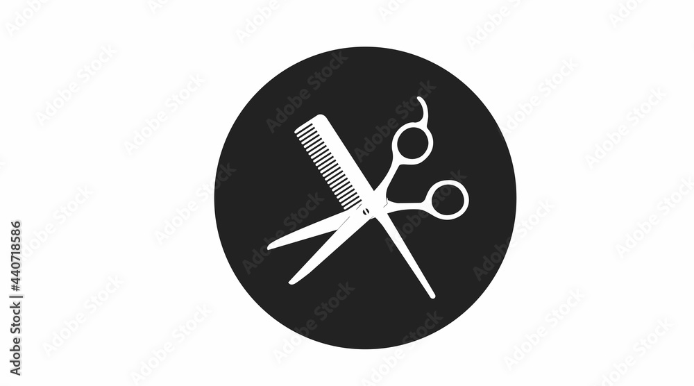 Comb and Scissors icon. Vector isolated illustration of a comb and a hairdresser scissors. Comb and Scissors icon. Vector isolated illustration of a comb and a hairdresser scissors.