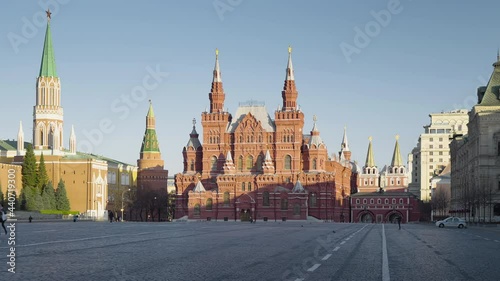 sunny morning, State Historical Museum and Red Square, Moscow, Russia