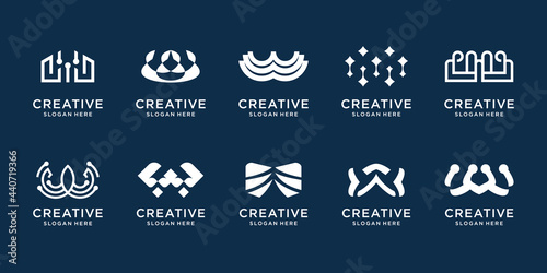 set of abstract initial W logo template. Collection monogram design for business company, identity, technology. Premium vector