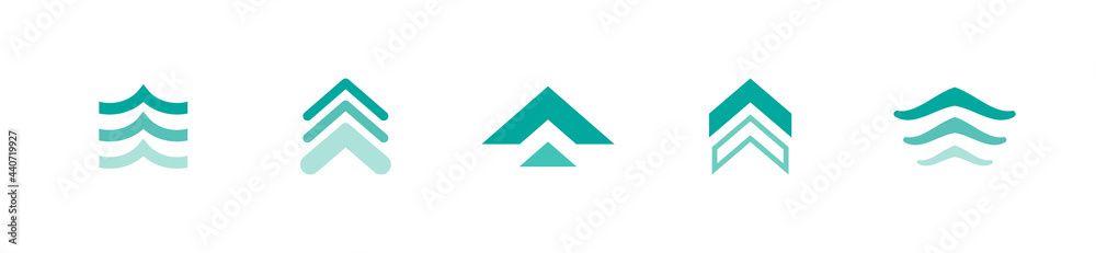 three blue squared arrows up icon. swipe up buttons set. Isolated on white. three blue squared arrows up icon. swipe up buttons set. Isolated on white.