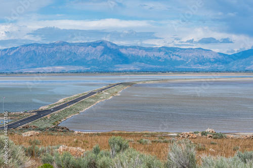 An overlooking landscape view of Antelope Island SP, Utah © CheriAlguire