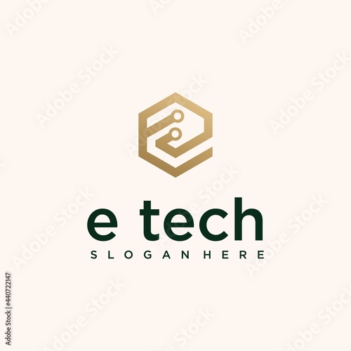 Tech letter e logo letter e logo design template technology logo icon