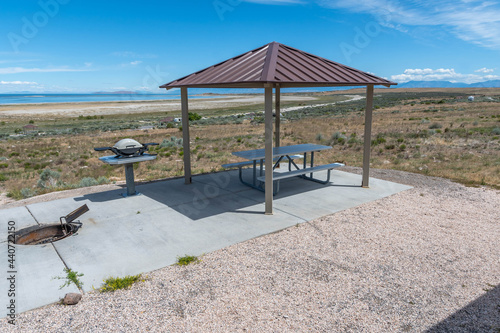 An overlooking landscape view of Antelope Island SP  Utah