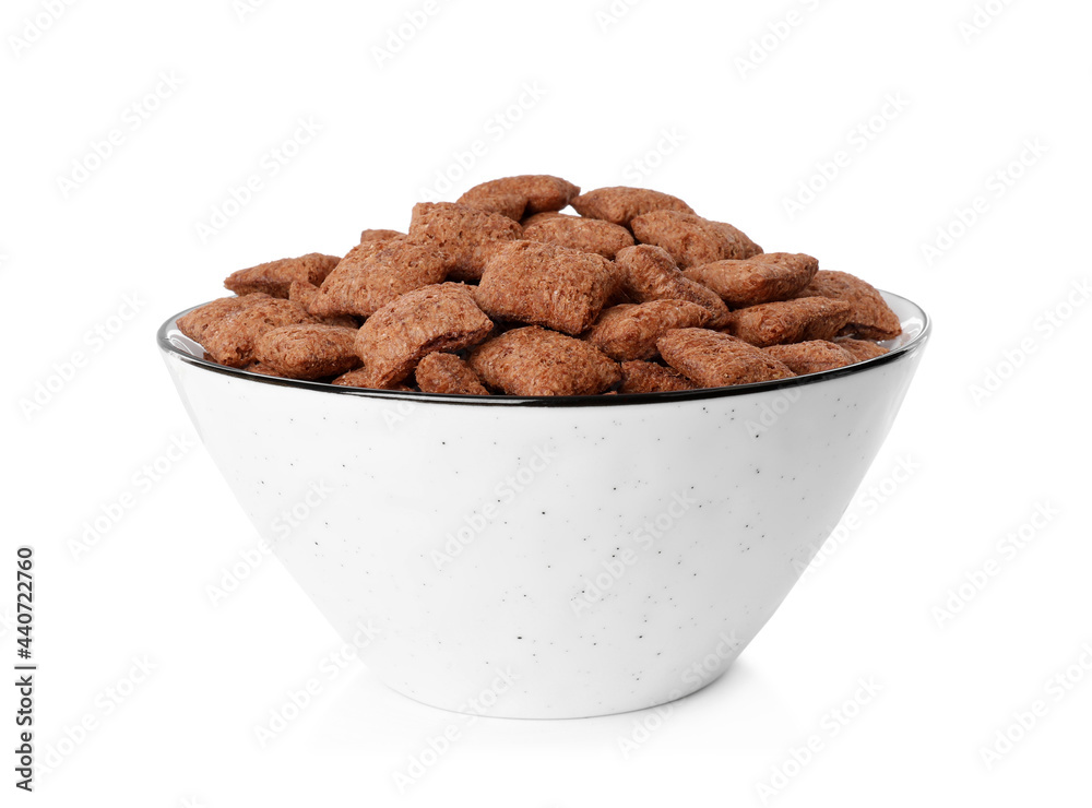 Sweet crispy corn pads in bowl isolated on white Sweet crispy corn pads in bowl isolated on white