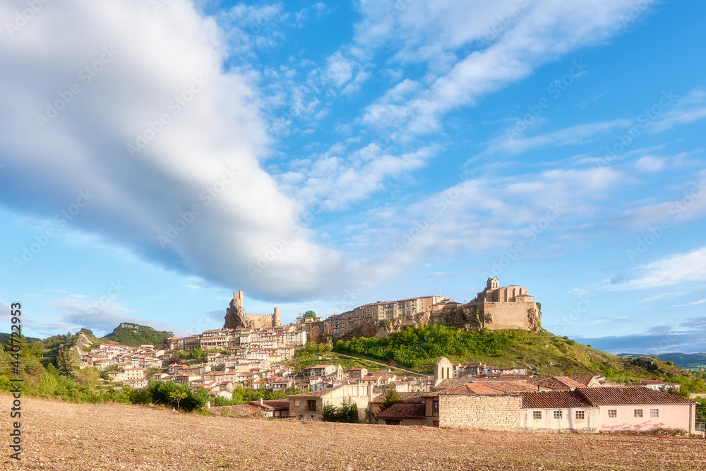 Panoramic of medieval town with clouds and blue sky (Frias-Burgos)