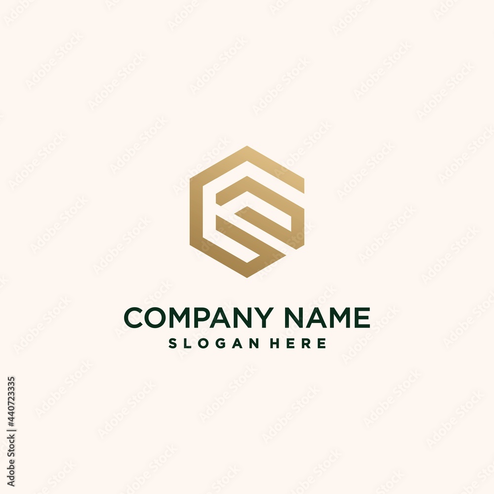 Abstract minimalist hexagon S letter collection with luxurious S design Abstract minimalist hexagon S letter collection with luxurious S design