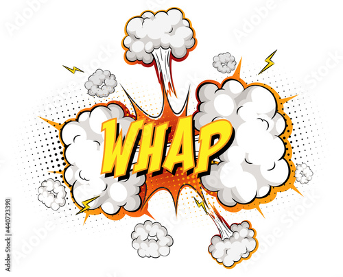 WHAP text on comic cloud explosion isolated on white background