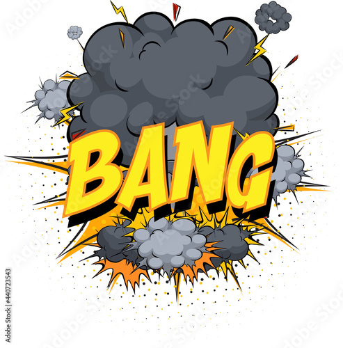Word Bang on comic cloud explosion background