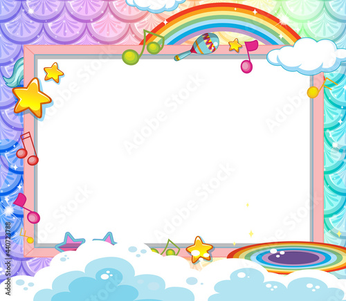 Blank banner on pastel fish scales background