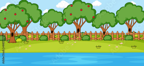 Empty scene with many trees in the park