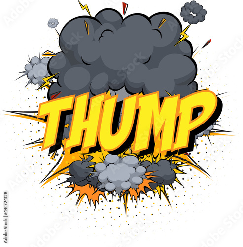 Word Thump on comic cloud explosion background
