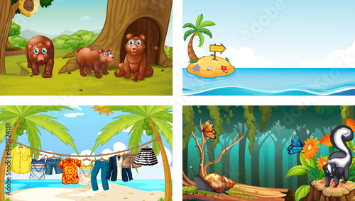 Four different nature horizontal scene
