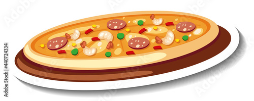 Sticker template with Pizza isolated