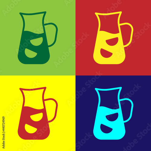 Pop art Sangria icon isolated on color background. Traditional spanish drink. Vector