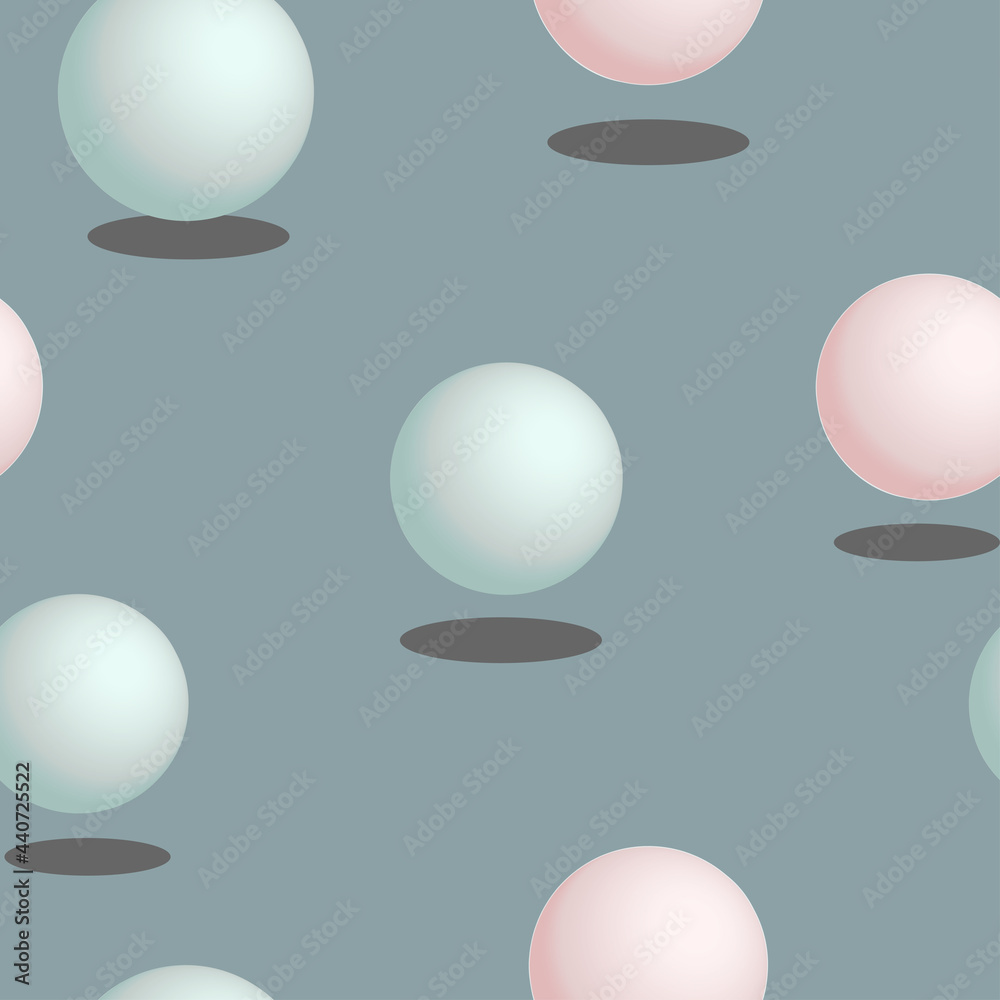 Abstract pattern of 3d balls with shadow on dark grey. Vector repeating background for textile, fabrics, wallpaper, print, cover, backdrop, surface, banner, package design Abstract pattern of 3d balls with shadow on dark grey. Vector repeating background for textile, fabrics, wallpaper, print, cover, backdrop, surface, banner, package design
