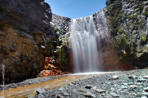 Cascada de Colores, Barranco del Limonero, Barranco de Rivanceras, Caldera de Taburiente National Park, Biosphere Reserve, ZEPA, LIC, La Palma, Canary Islands, Spain, Europe photo