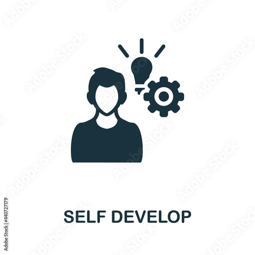 Self Develop icon. Monochrome simple element from personal growth collection. Creative Self Develop icon for web design, templates, infographics and more