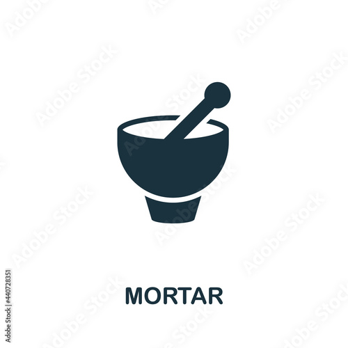 Mortar icon. Monochrome simple element from sauna collection. Creative Mortar icon for web design, templates, infographics and more