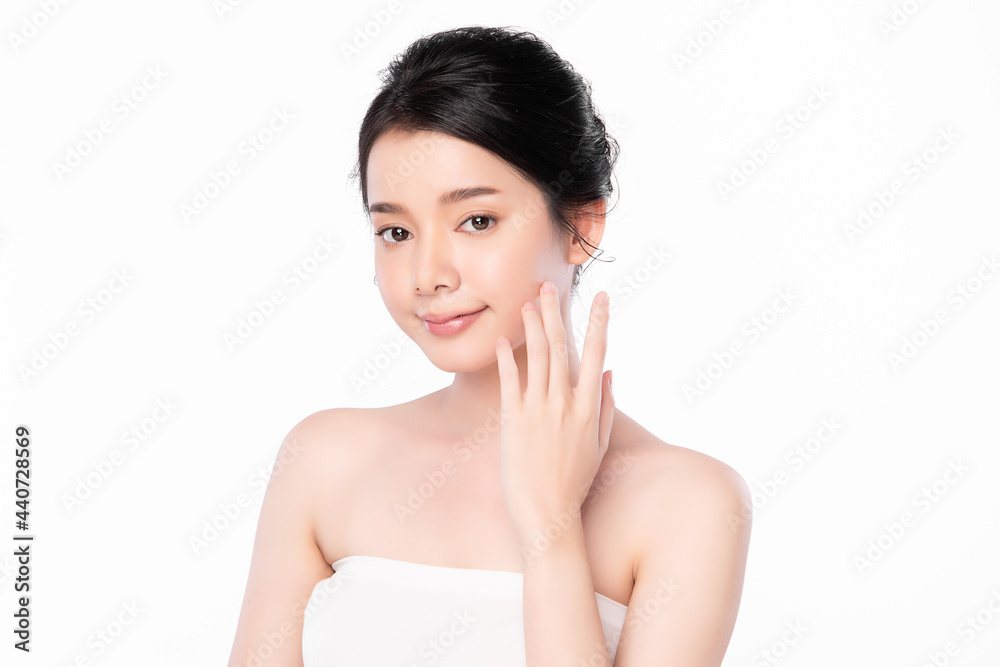 Beautiful young asian woman with clean fresh skin on white background, Face care, Facial treatment, Cosmetology, beauty and spa, Asian women portrait. Beautiful young asian woman with clean fresh skin on white background, Face care, Facial treatment, Cosmetology, beauty and spa, Asian women portrait.