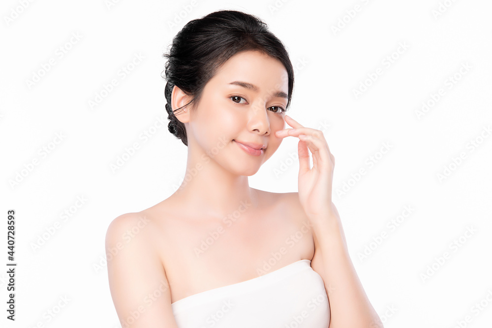 Beautiful young asian woman with clean fresh skin on white background, Face care, Facial treatment, Cosmetology, beauty and spa, Asian women portrait. Beautiful young asian woman with clean fresh skin on white background, Face care, Facial treatment, Cosmetology, beauty and spa, Asian women portrait.