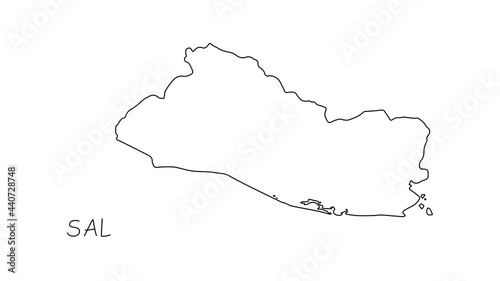 Salvador map animation line. Black line animation letters drawing on a white background. photo
