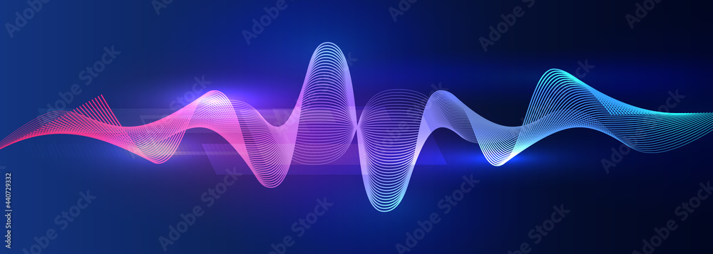 Abstract colorful flowing wavy lines. Vector illustration music recording, audio equalizer. Modern technology background