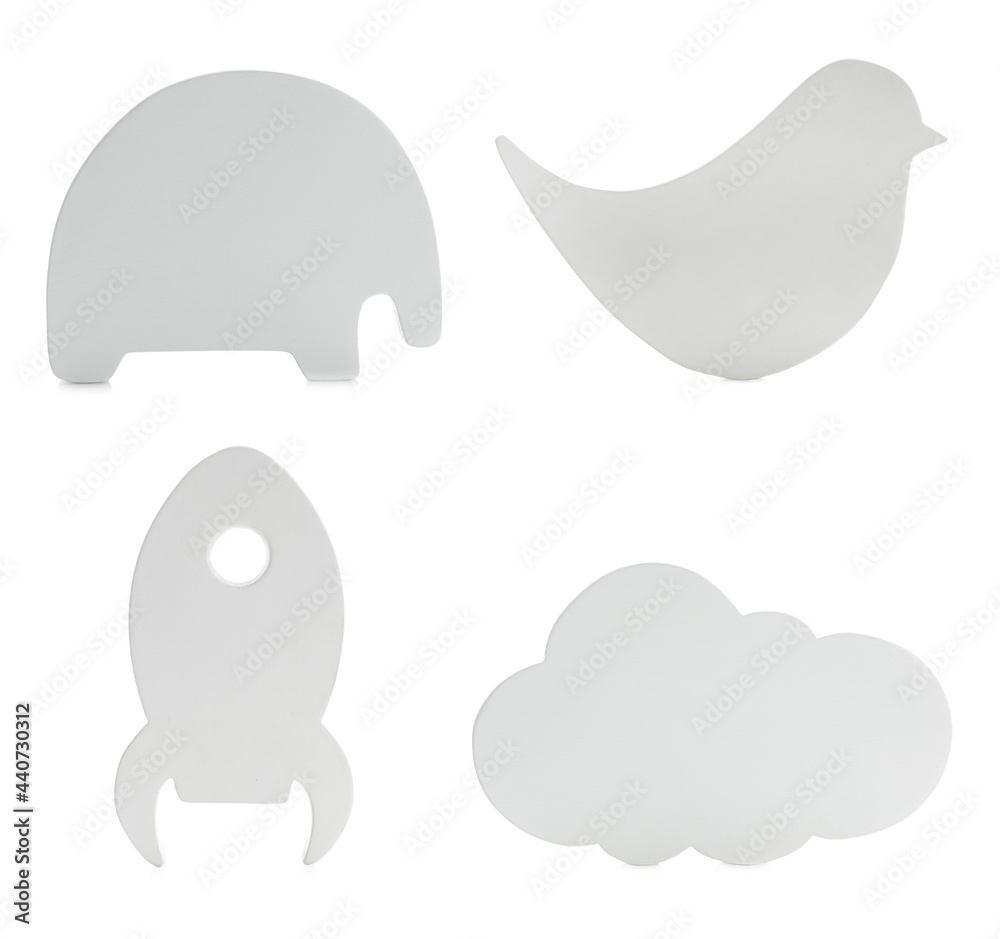 Obraz premium Set with different cute child's night lamps on white background