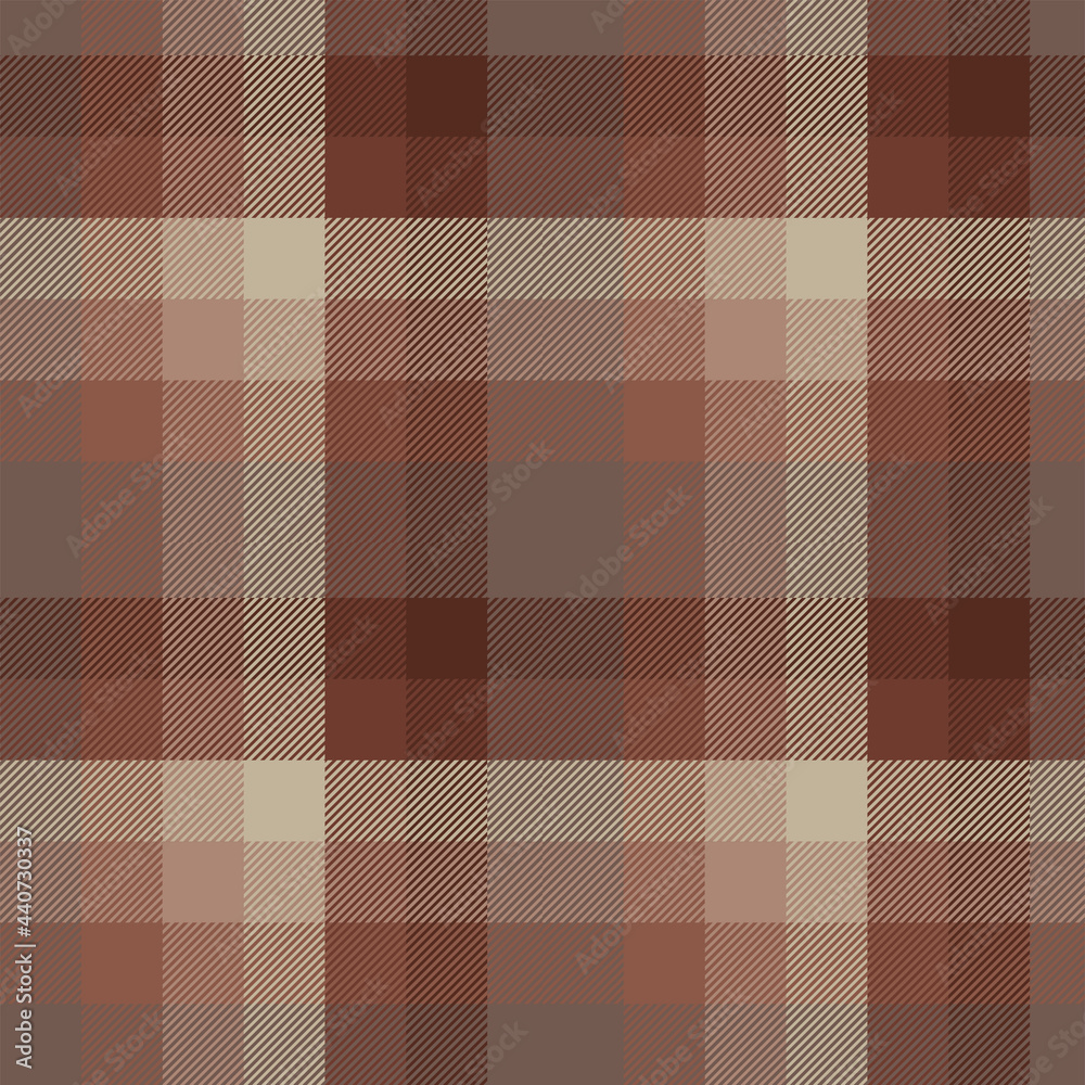 Brown and beige striped plaid. Pattern close-up for textile, paper and other prints. Brown and beige striped plaid. Pattern close-up for textile, paper and other prints.