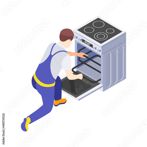 Worker Fixing Cooker Icon