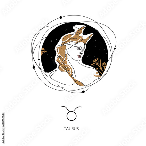 Taurus zodiac sign. The symbol of the astrological horoscope.