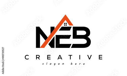 initial NEB letter real estate construction logo vector	
