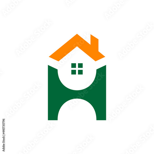 Design combination letter H and home with a flat minimalist style. Abstract emblem, design concept, logo, logotype element, template.