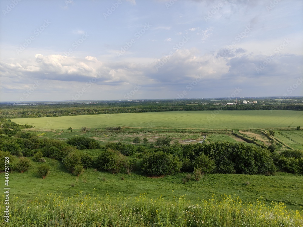 Fototapeta premium Beautiful summer valley with artificial reservoirs
