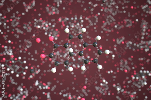 Phenanthrenequinone molecule made with balls, scientific molecular model. Chemical 3d rendering