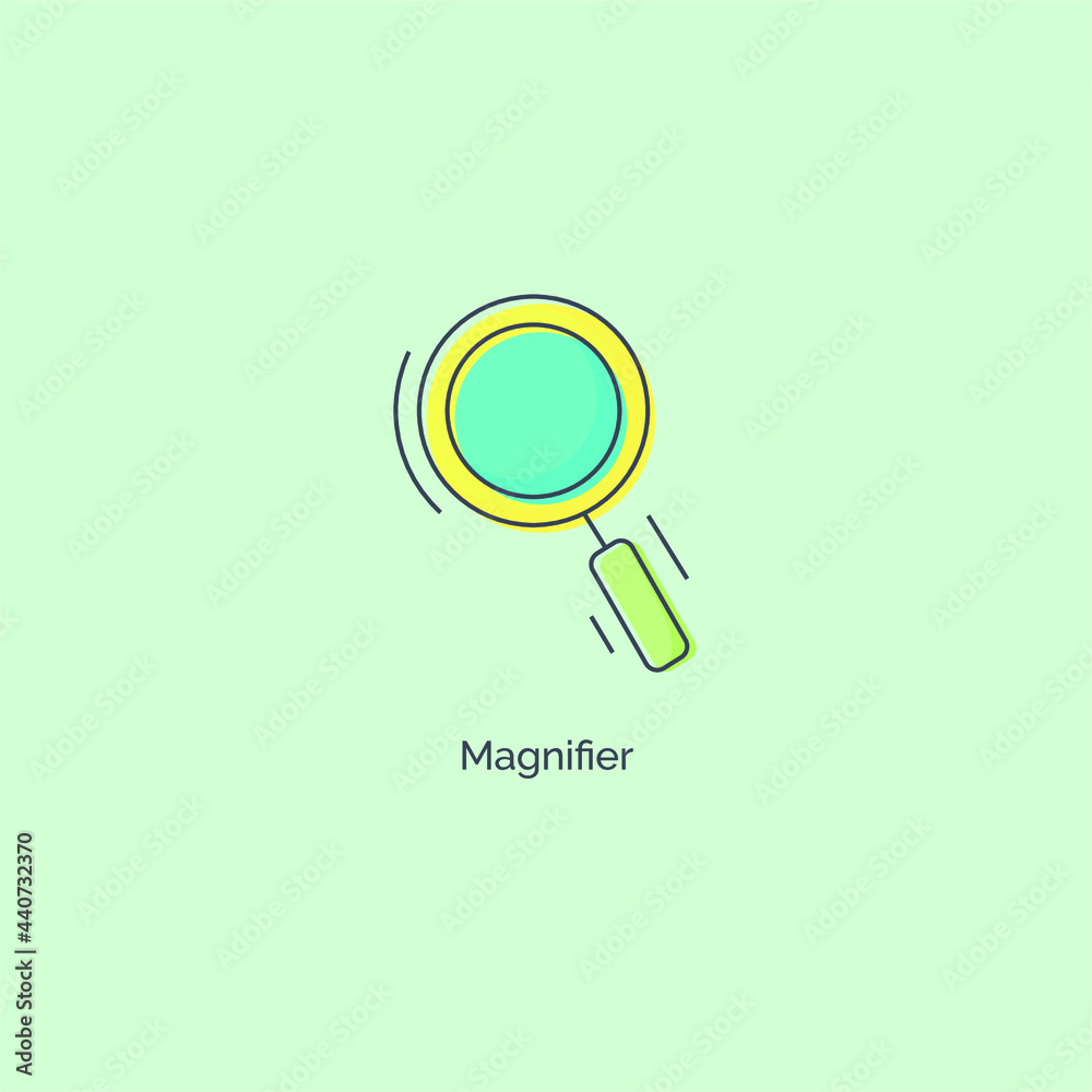 Simple line colorful magnifier icon Simple line colorful magnifier icon
