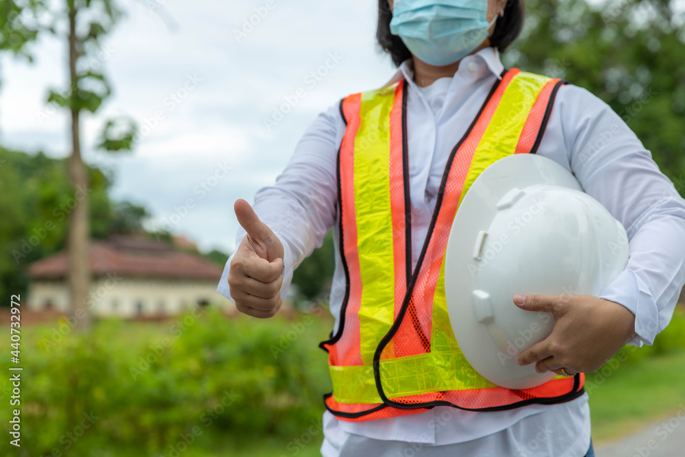 Fototapeta premium a woman engineer Congratulations on your work