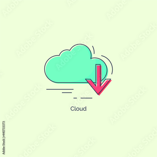 Simple line colorful cloud icon