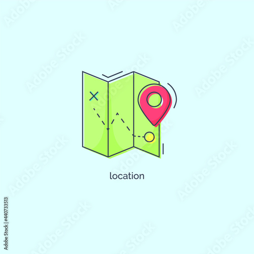 Simple line colorful location icon