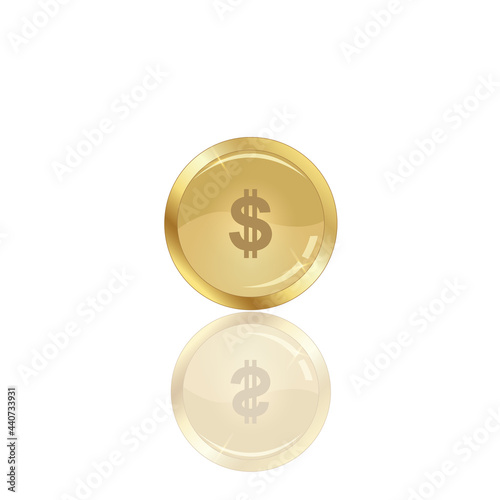 Gold coin. Euro. Dollar.