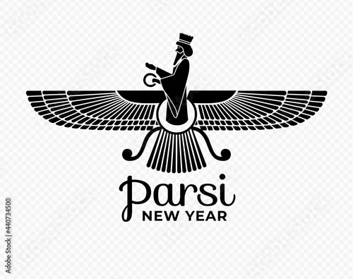 Parsi new year symbol vector. Zorostrian symbol illustration.