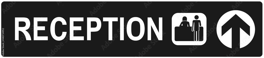 A sign that indicates the reception. A sign that indicates the reception.