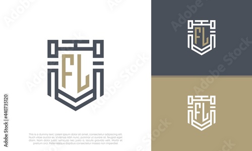 Luxury Shield Letter FL Logo Design. Initial Letter Logo.