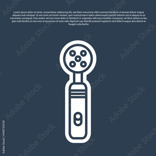 Blue line Electric toothbrush icon isolated on blue background. Medical instrument. Vector Illustration