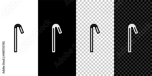 Set line Drinking plastic straw icon isolated on black and white background. Vector Illustration