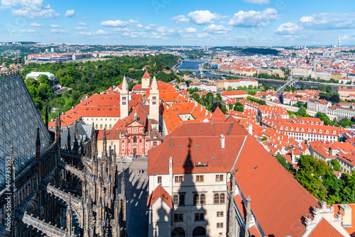 Aerial view of Basilica of St George on Prague Castle, Prague, Czech Republic. photo