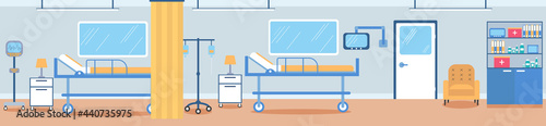 hospital ward in flat style, hospital isolated